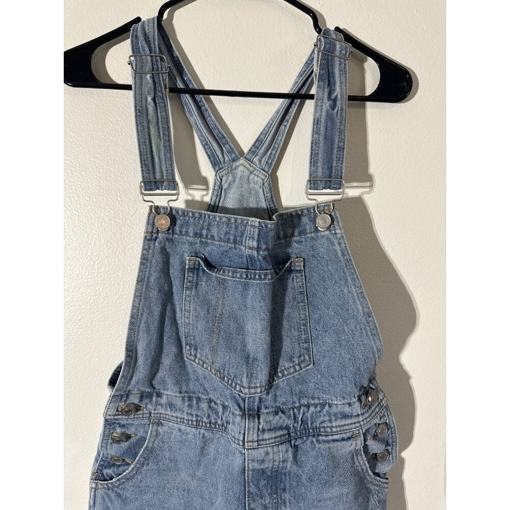 Vintage Light Blue Distressed Denim Overalls Small Adjustable Straps